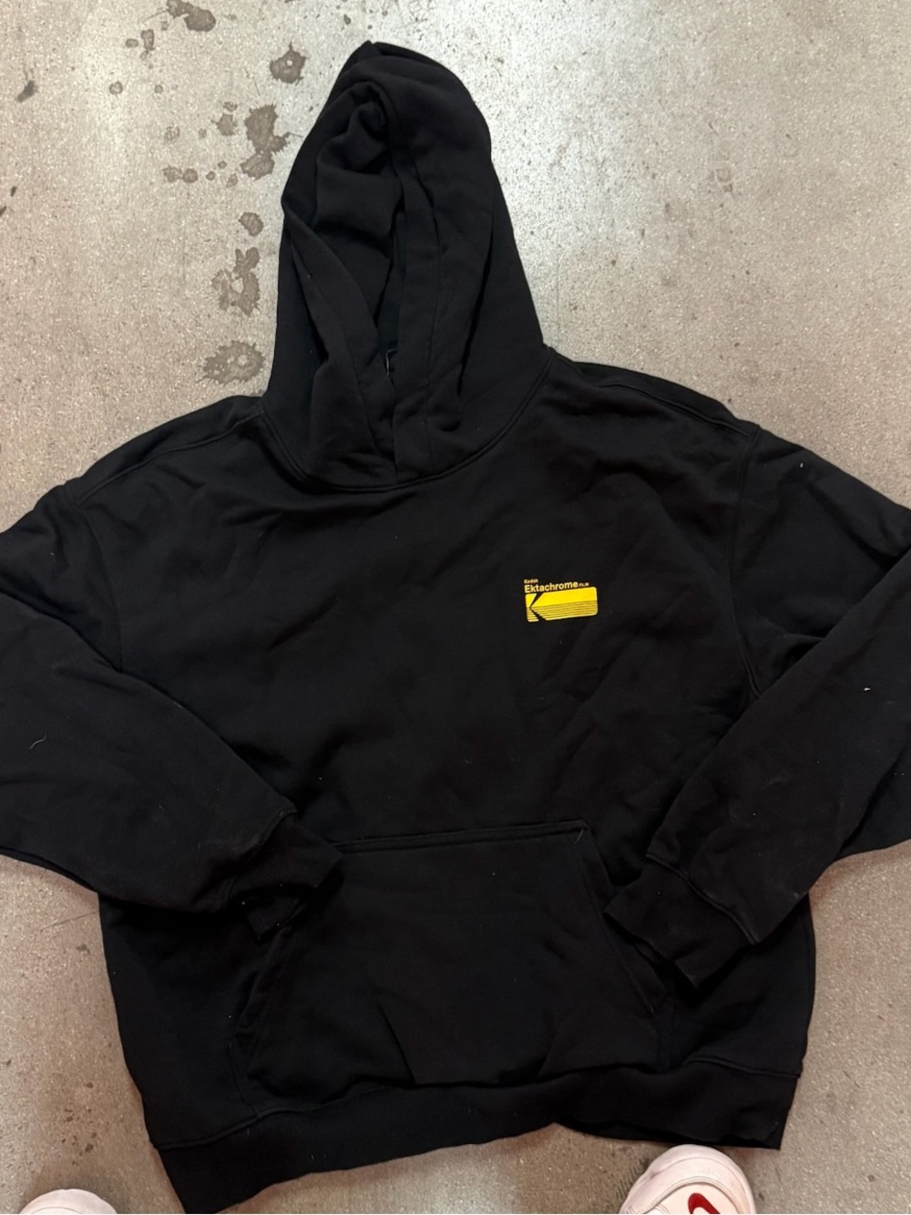 H&M Black Hoodie with Yellow Logo Accent